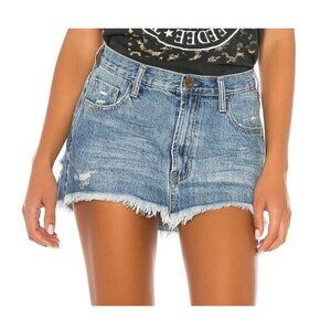 New One Teaspoon Texan Blue Junkyard Skirt Womens 24 Blue Denim Mini